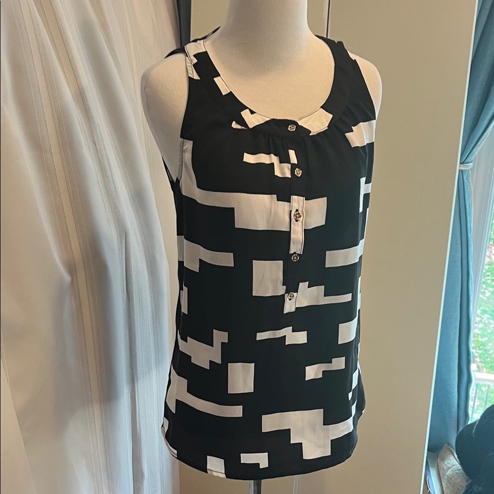 Kenneth Cole Reaction Monochrome Geometric Blouse